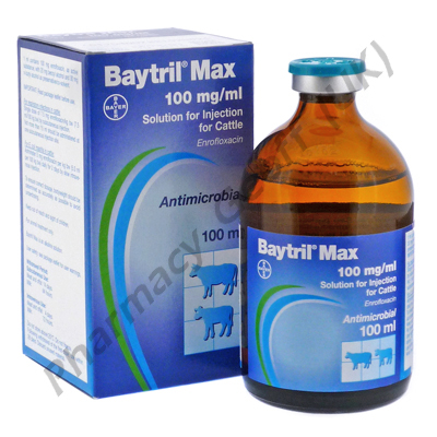 Baytril Max (Enrofloxacin/Benzyl Alcohol/Butyl Alcohol) - 100mg/20mg/30mg/mL (100mL)