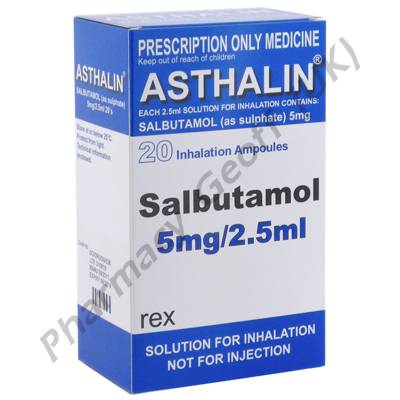 Asthalin Nebuliser Solution (Salbutamol) - 5mg (20 x 2.5mL Ampoules)