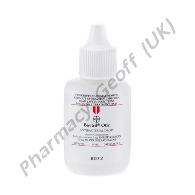 Baytril Otic (Enrofloxacin/Silver Sulfadiazine) - 5mg/10mg (15mL)