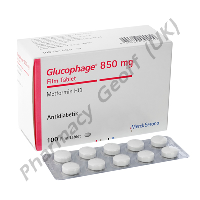 Glucophage 850mg (Metformin Hydrochloride) - 850mg (100 Tablets)